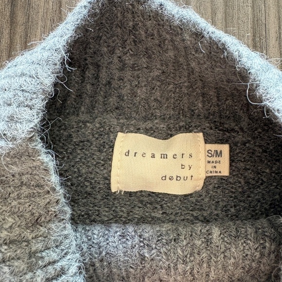 Dreamers By Debut Womens Grey White Gingerbread Sweater Mockneck Long Sleeve - Picture 5 of 9